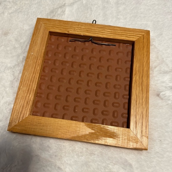 Vintage Food Vegetable Tile Trivet Wall Art Wooden Framed Mushrooms Carrots MCM - Picture 5 of 7